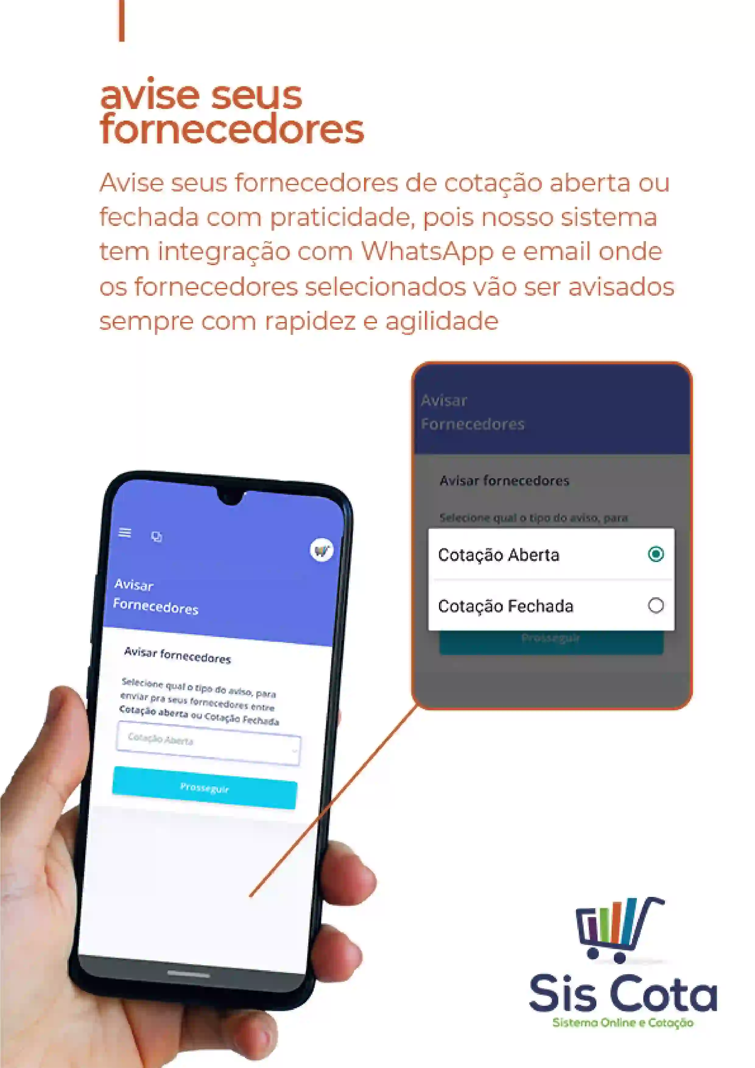 avisar fornecedores whatsapp